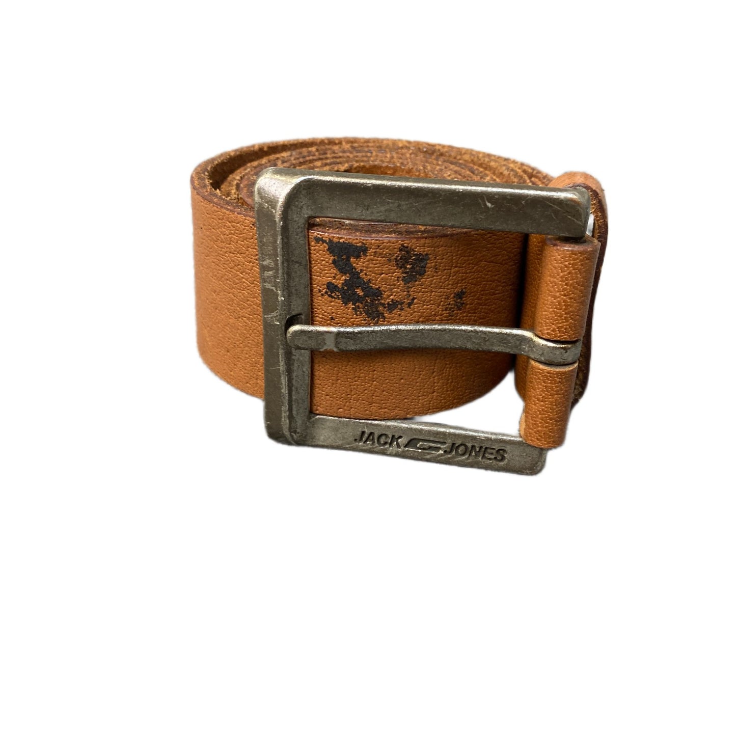 Jack & Jones Waist Belt Men Brown Leather Adjustable Silver Pin Buckle 43 inches