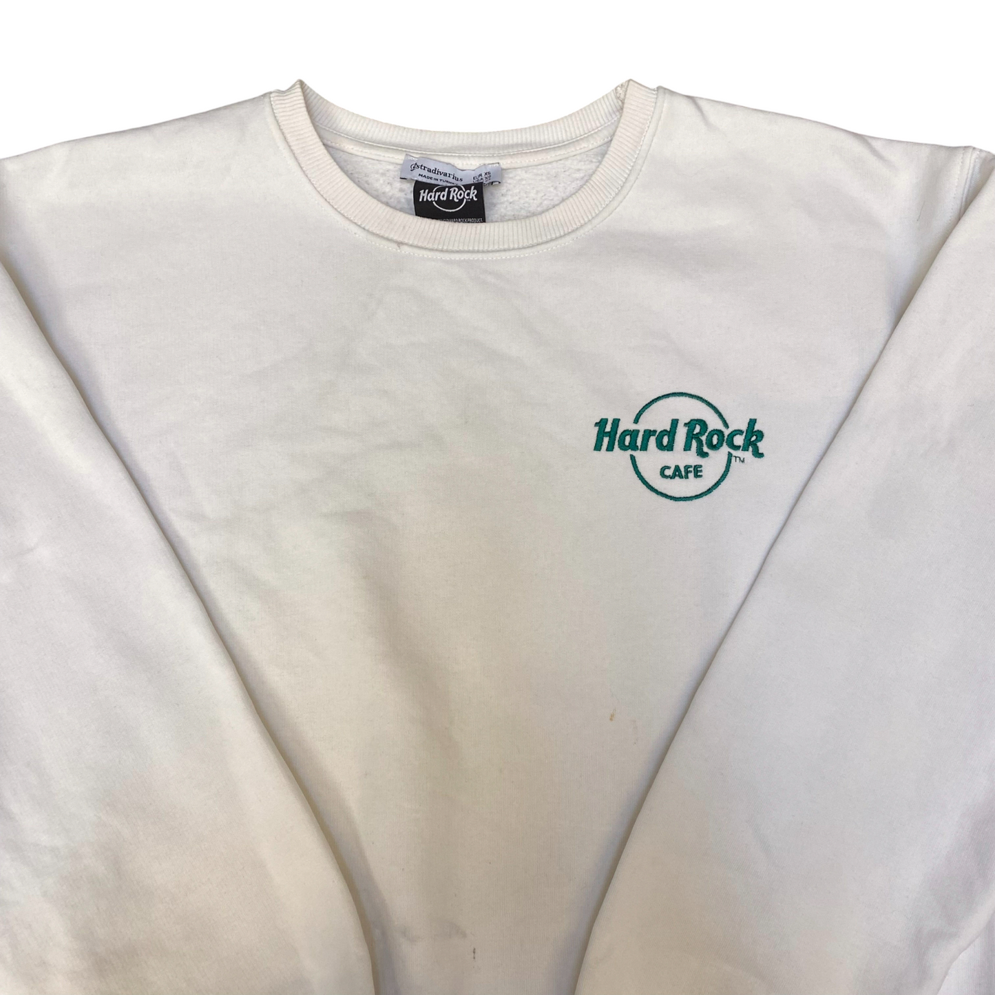 Hard Rock Cafe Sweatshirt Womens Large White Long Sleeve Crew Neck Pullover