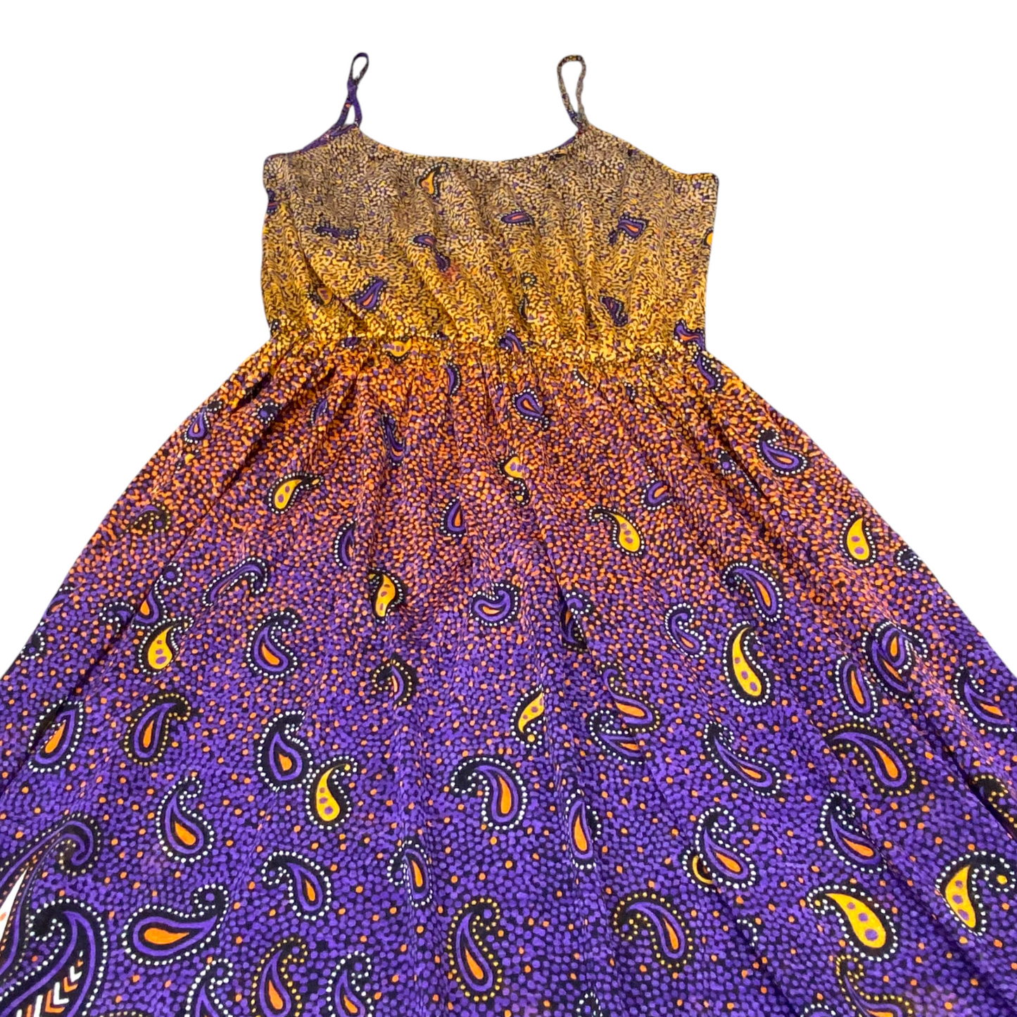 Long Maxi Dress Womens S Multi Velvet Paisley Print Pleated Spaghetti Straps