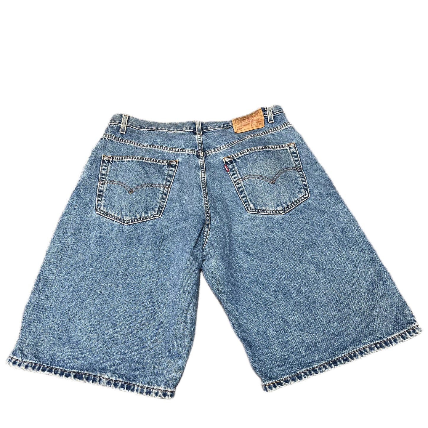 Levi's 569 Denim Shorts Fits as Mens XL 36" Waist Blue Denim Loose Straight Fit
