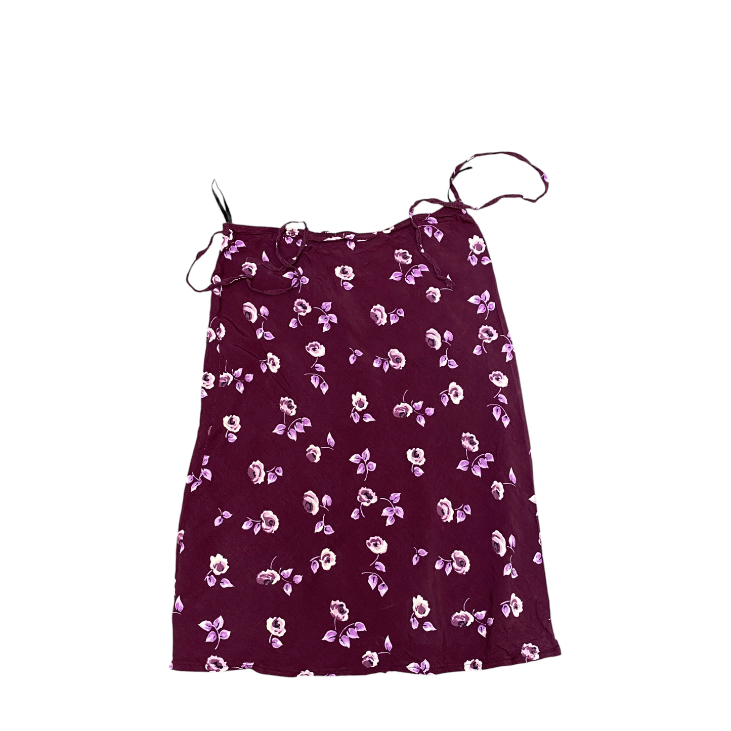 Womens Dress L Purple Floral Flat Front Sleeveless Spaghetti Strap Outdoor