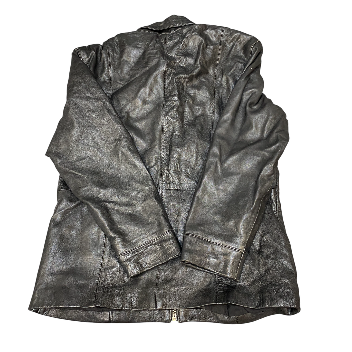 Shic Skinn Leather Jacket Womens Small Black Lined Long Sleeve Collared Full Zip