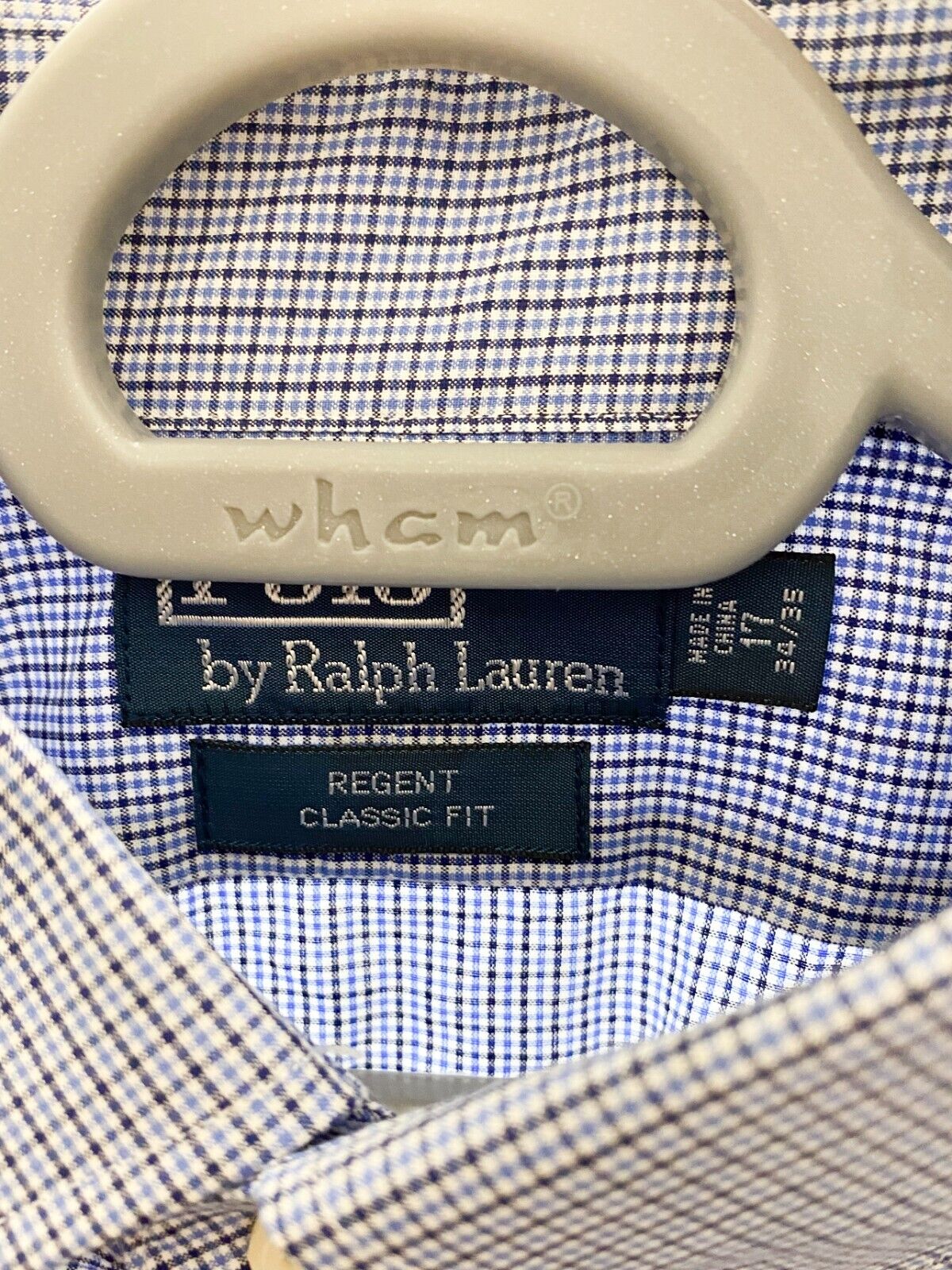 Ralph Lauren Dress Shirt Mens XL Blue Checkered Regent Classic Fit Button Down