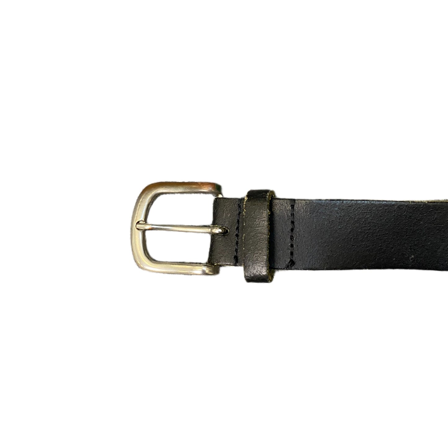 Vintage Waist Belt Mens Black Leather Adjustable Classic Silver Buckle 36 Inches