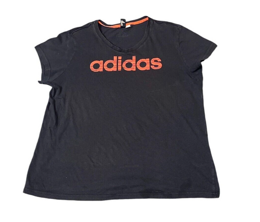 Adidas T-Shirt Women's Large Black Short Sleeve Logo Outdoor Round Neck Pullover