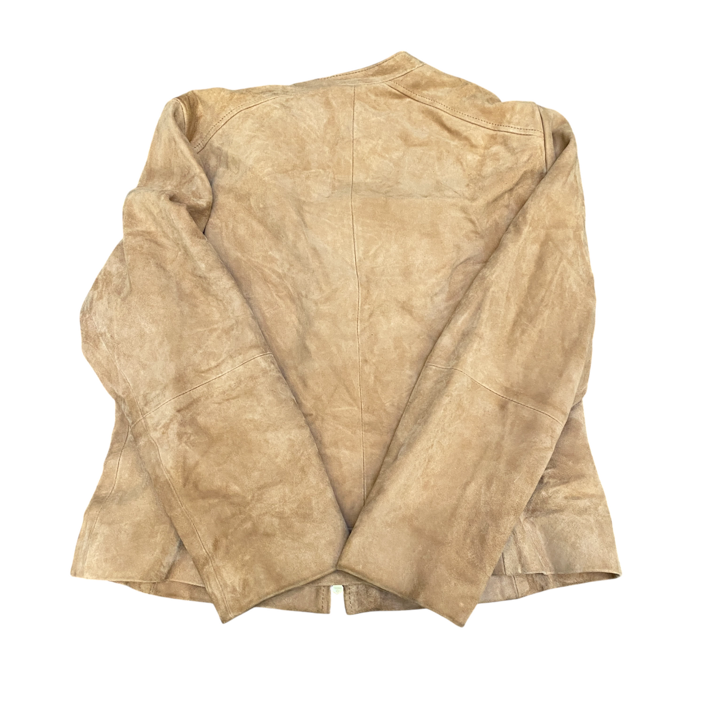 Madeleine Suede Leather Biker Jacket Women Medium Brown Lined Boho Collar Zip Up