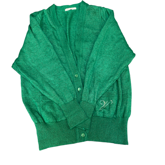 Vice Versa Cardigan Jumper Women Large Green Tight Knit Soft V Neck Button Front
