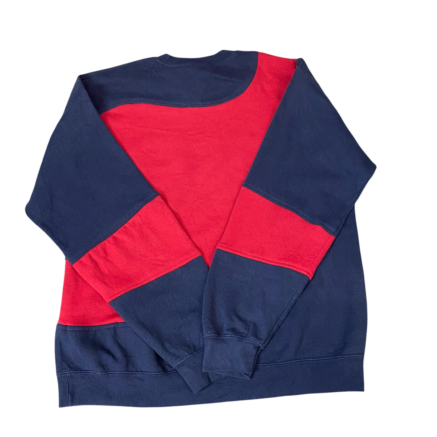 Nike Reworked Sweatshirt Mens M Navy Red Embroidered Spellout Logo Vintage Y2K