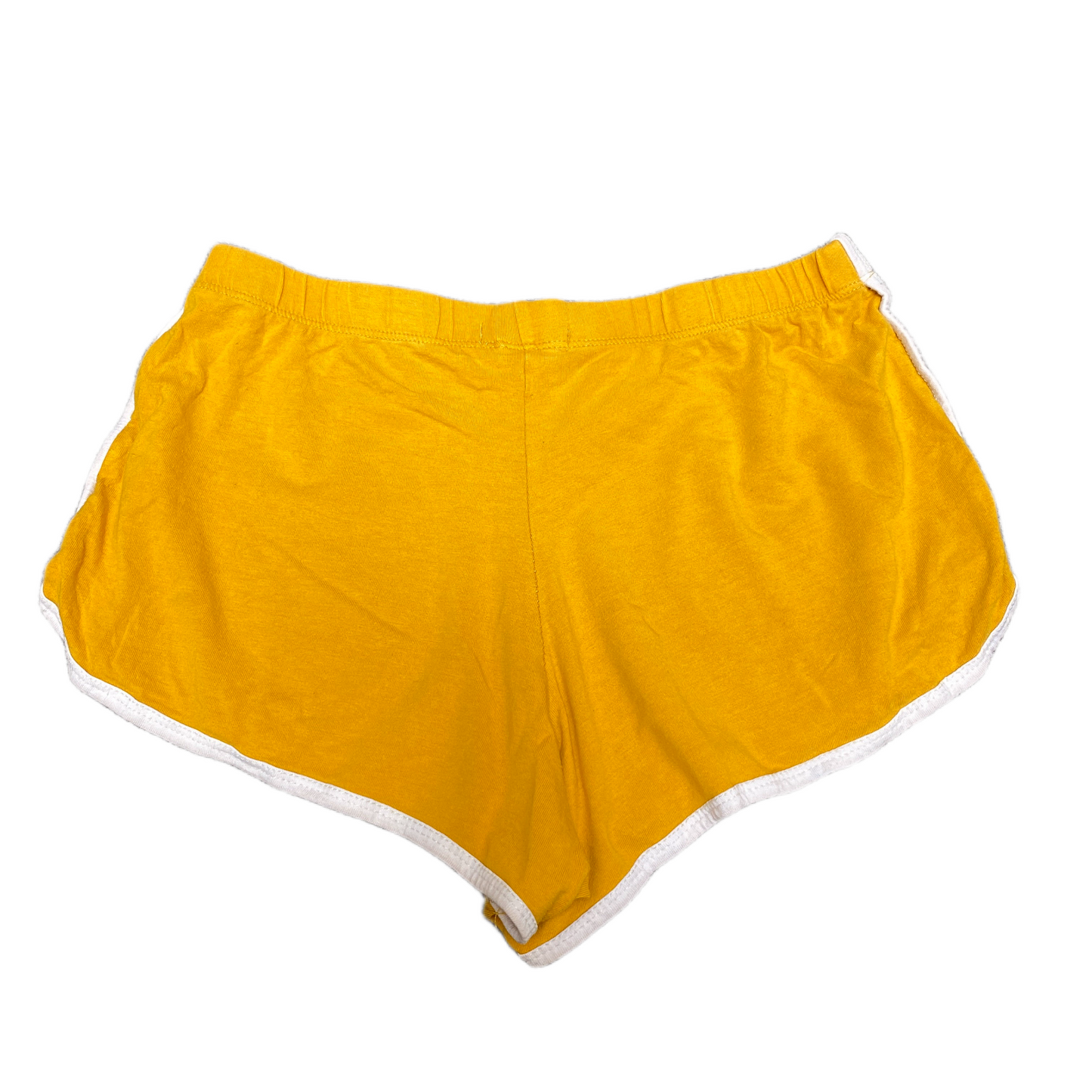 Running Sprinter Shorts Womens L 24" Waist Yellow Athletic Workout Dolphin Hem