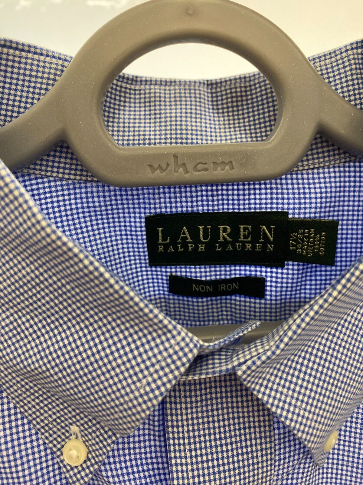 Ralph Lauren Dress Shirt Mens XL Blue Checkered Non-Iron Pockets Button Down