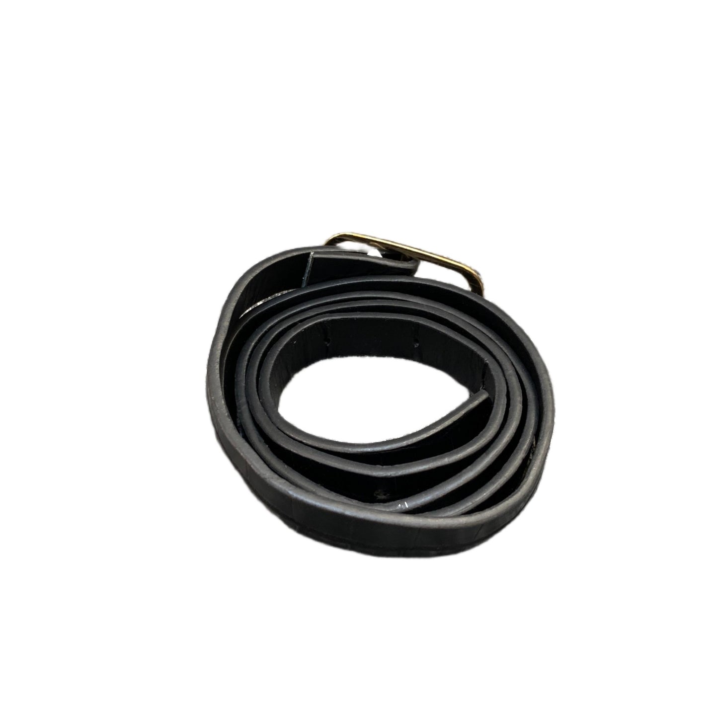 Waist Belt Womens Black Leather Classic Gold Tone Pin Buckle 37.5 Inches