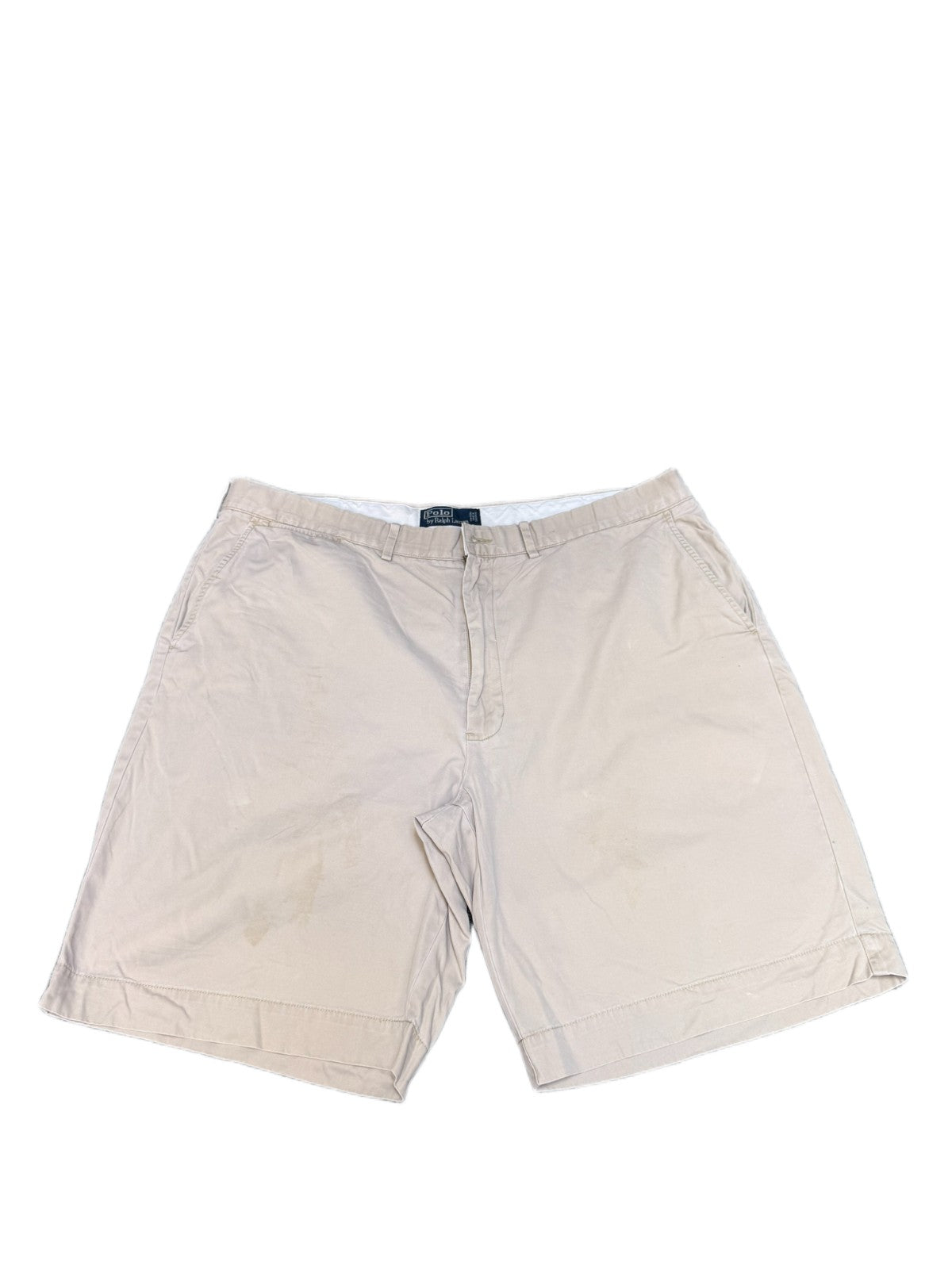 Polo Ralph Lauren Classic Chino Shorts Fits as Men XL 40" Waist Beige Flat Front