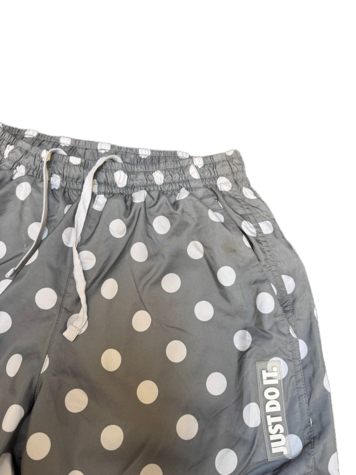 Nike Just Do It Swim Shorts Fits as Mens XS 27" Waist Grey White Polka Dot Lined