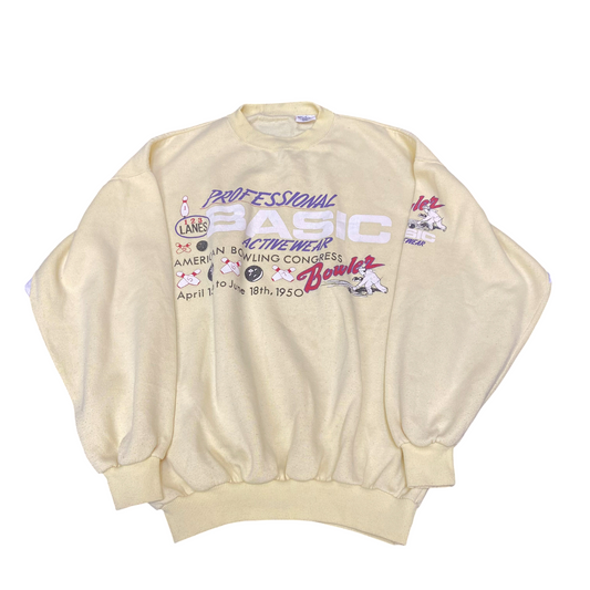 Professional Basic Activewear Sweatshirt Womens Large Yellow Graphic Crew Neck