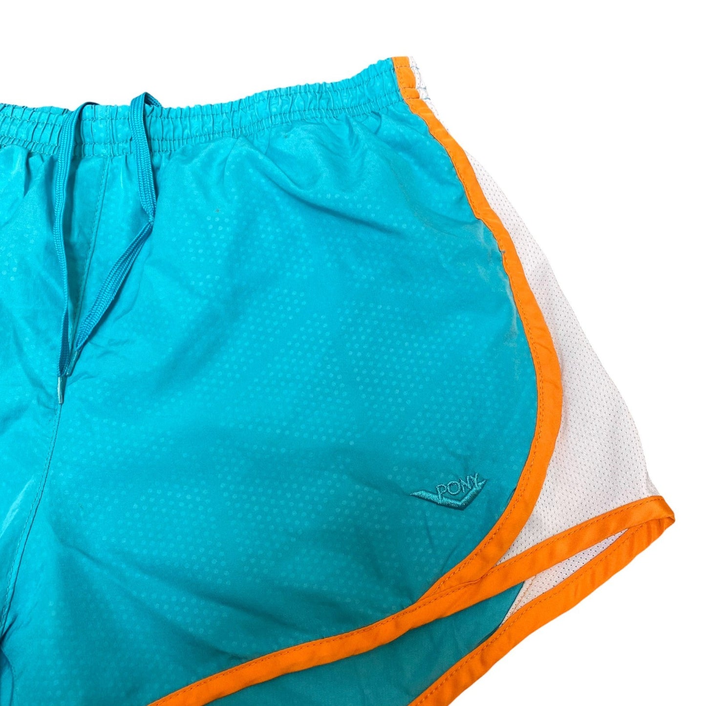 Pony Sprinter Shorts Womens Medium Blue Polka Dot Athletic Workout Elastic Waist