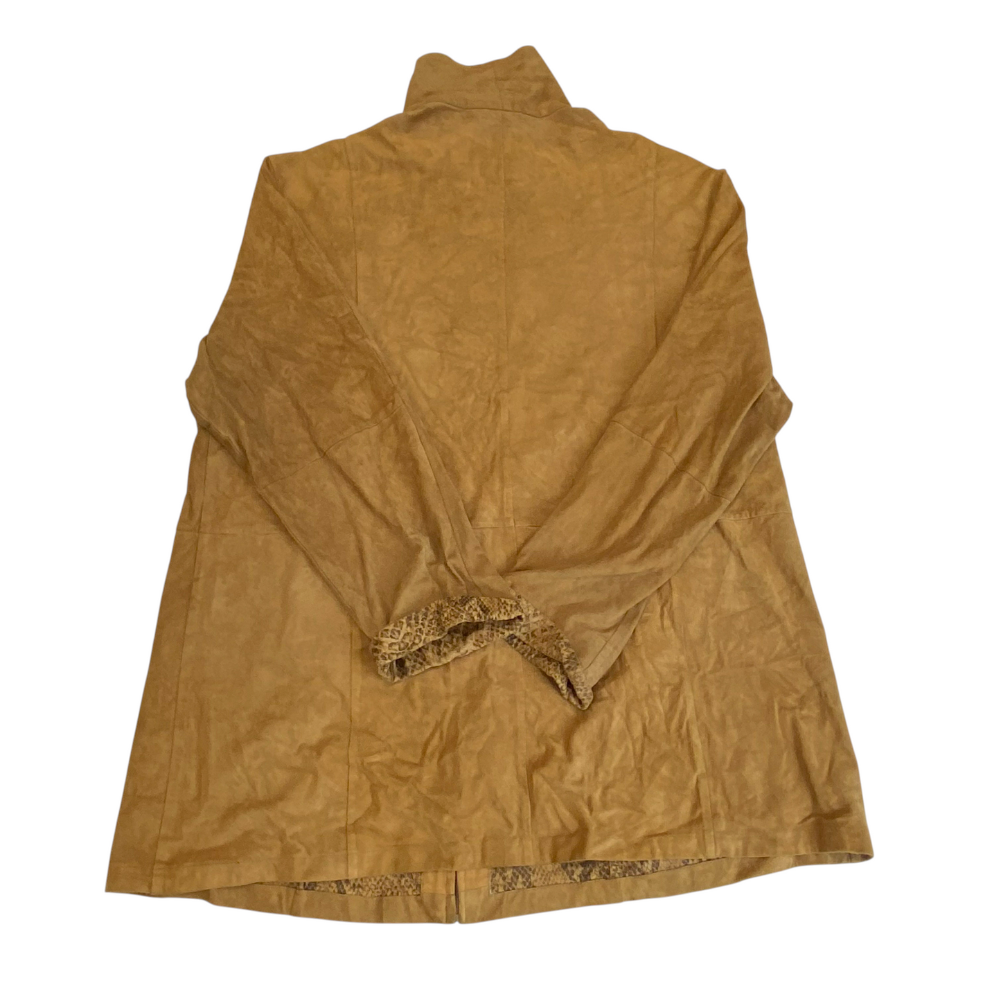 Jacket Womens L Brown Suede Leather Pockets Long Sleeve Full Zipper Outdoor