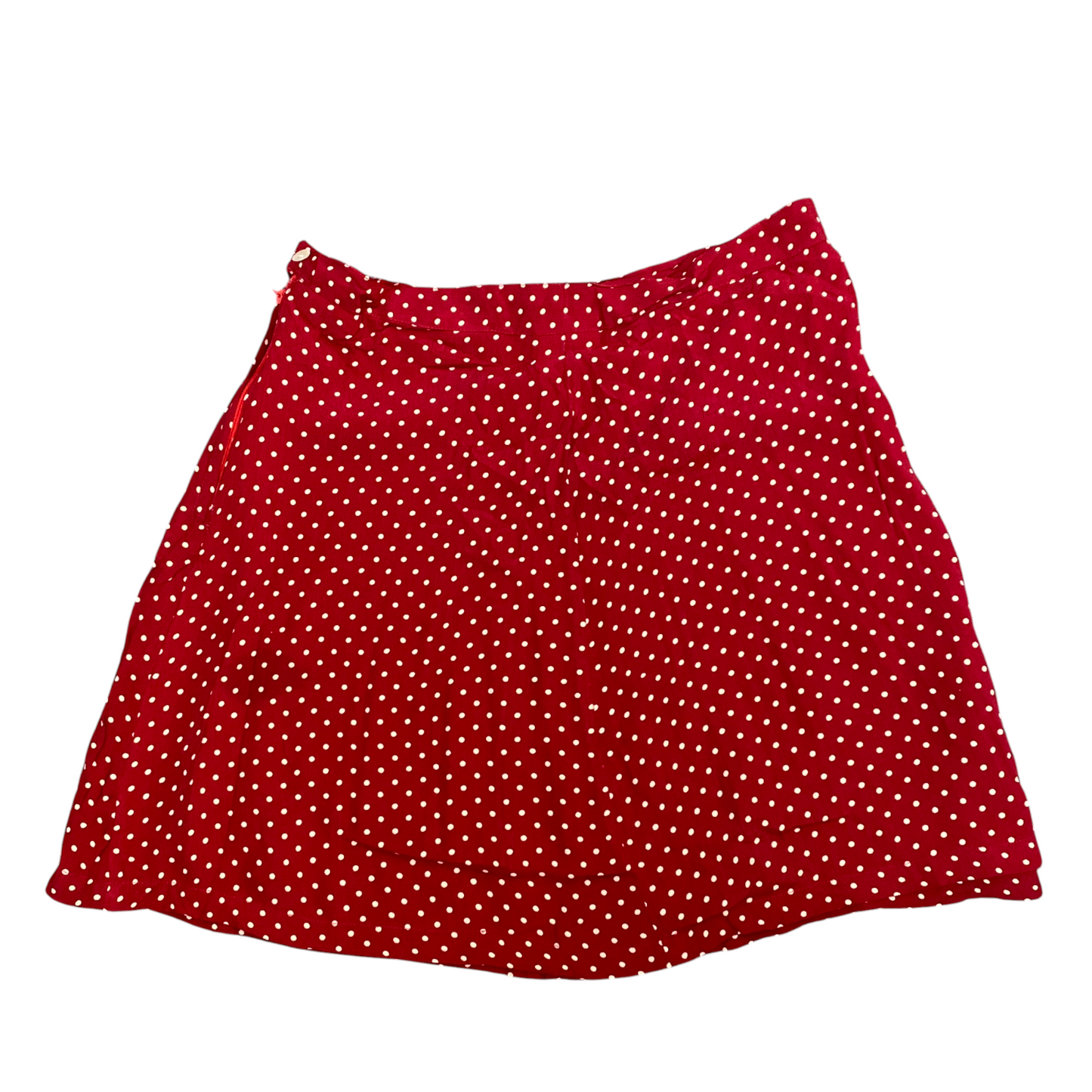 Jackpot By Carli Gry Mini Skirt Women's XL Red Polka Dot Flat Front Side Zipper