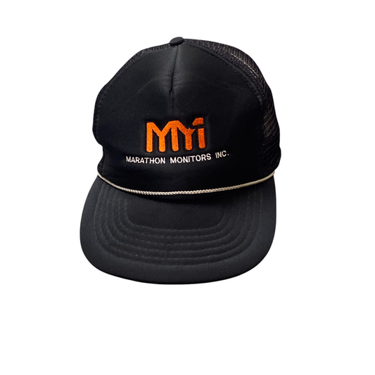 Marathon Monitors Inc. Trucker Hat Mens OSFA Black Polyester Mesh Back Strapback