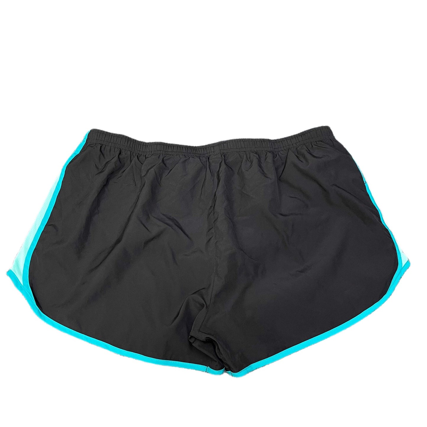 Nike Dri-FIT Active Running Shorts Womens 2XL 35" Waist Black Teal Dolphin Hem