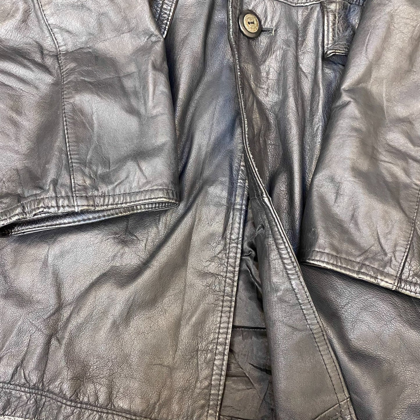 Strath Conar Leather Jacket Womens Medium Black Lined Collared Button Front