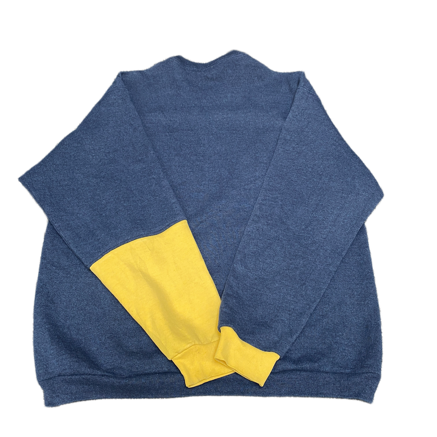 Nike Reworked Sweatshirt Men L Blue Yellow Embroidered Spellout Logo Vintage Y2K