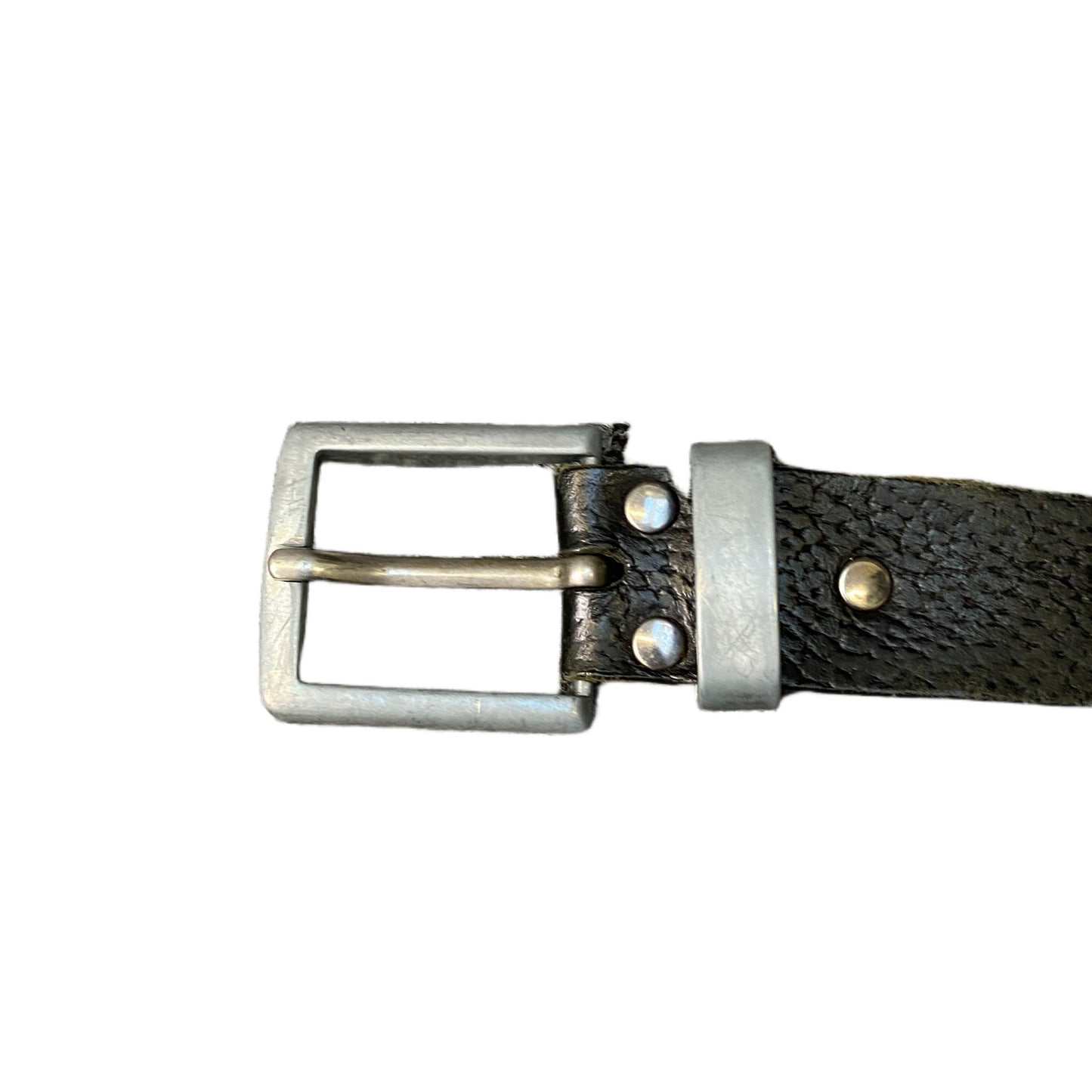 Waist Belt Mens Black Leather Textured Adjustable Silver Buckle 50.5 Inches