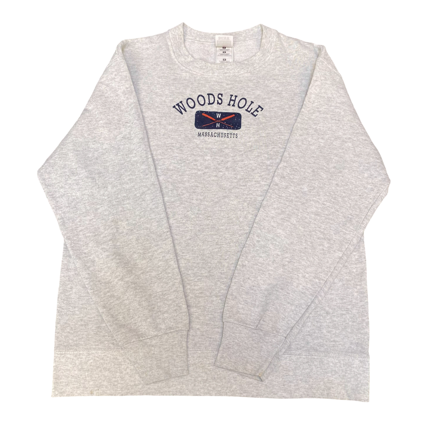 Woods Hole Massachusetts Sweatshirt Mens Medium Grey Long Sleeve Crew Neck