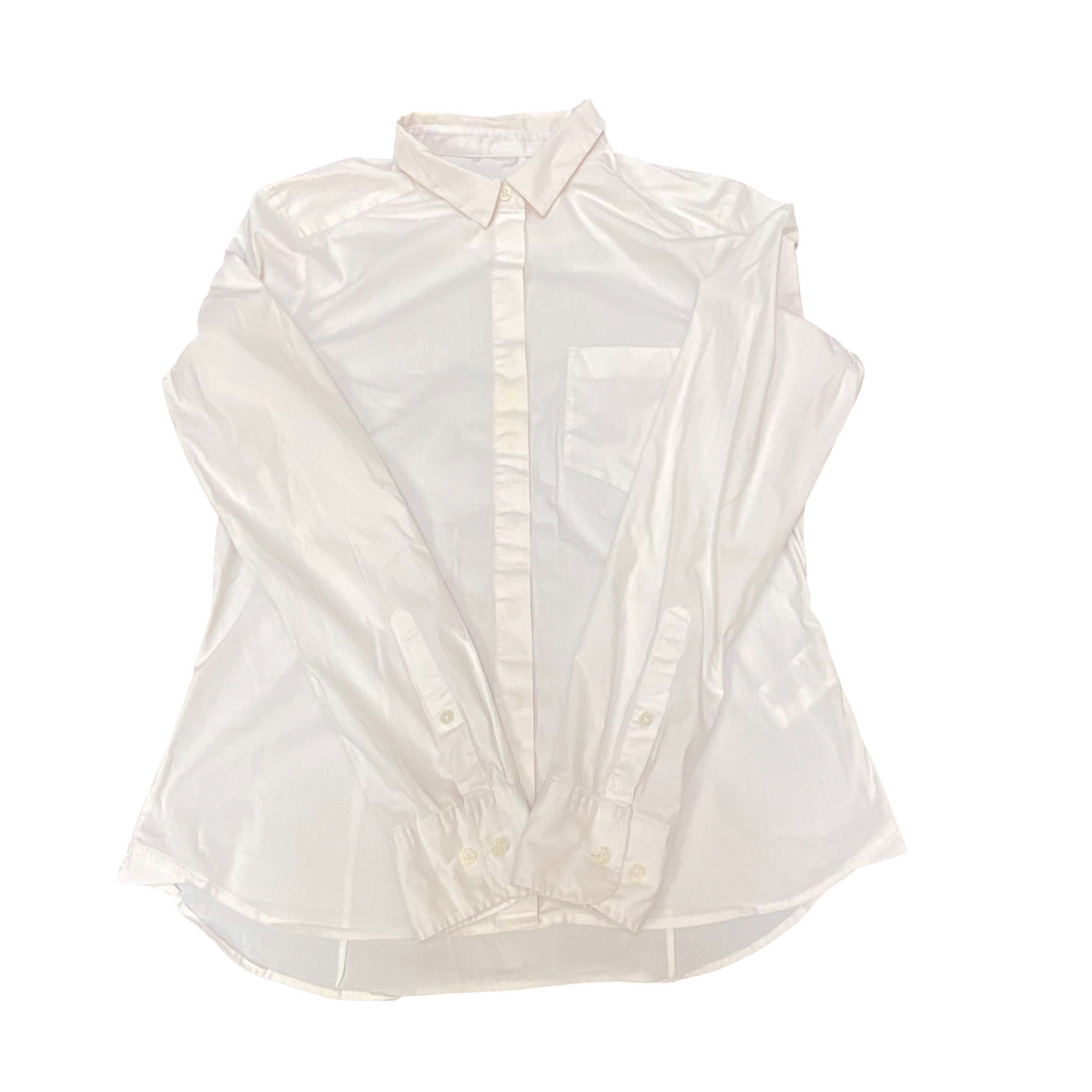 Shirt Top Womens M White Long Sleeve Chest Pocket Collared Button Down Outdoor