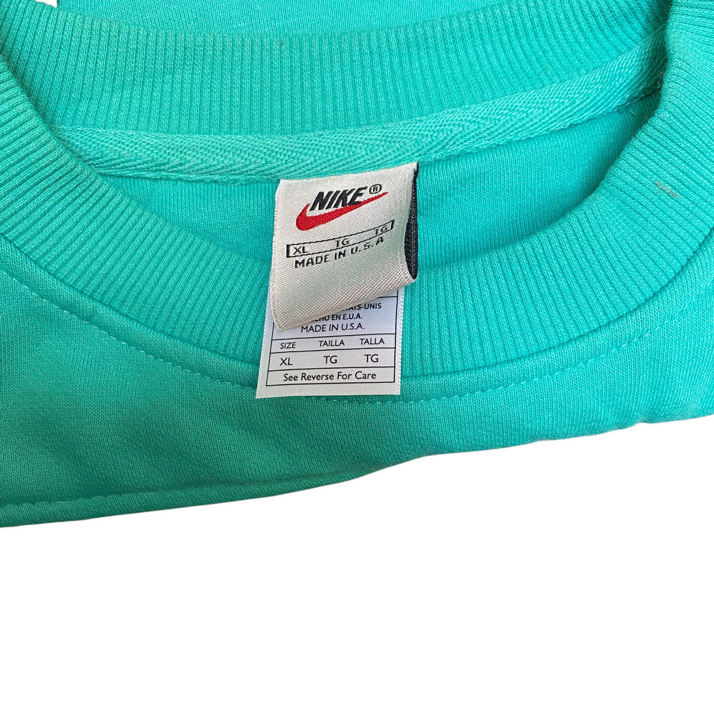 Nike Reworked Sweatshirt Men XL Aqua Black Embroidered Spellout Logo Vintage Y2K