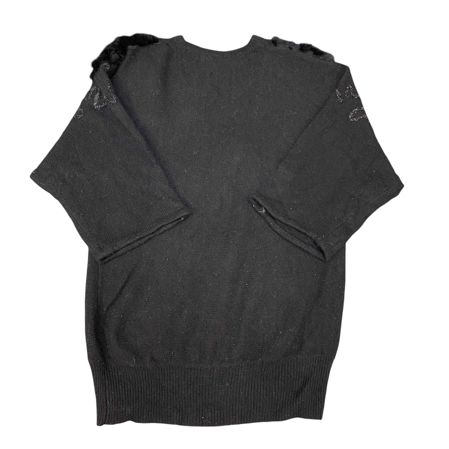 Powyniq bluhmod Jumper Womens Medium Black Embroidered Sequins Floral Crew Neck