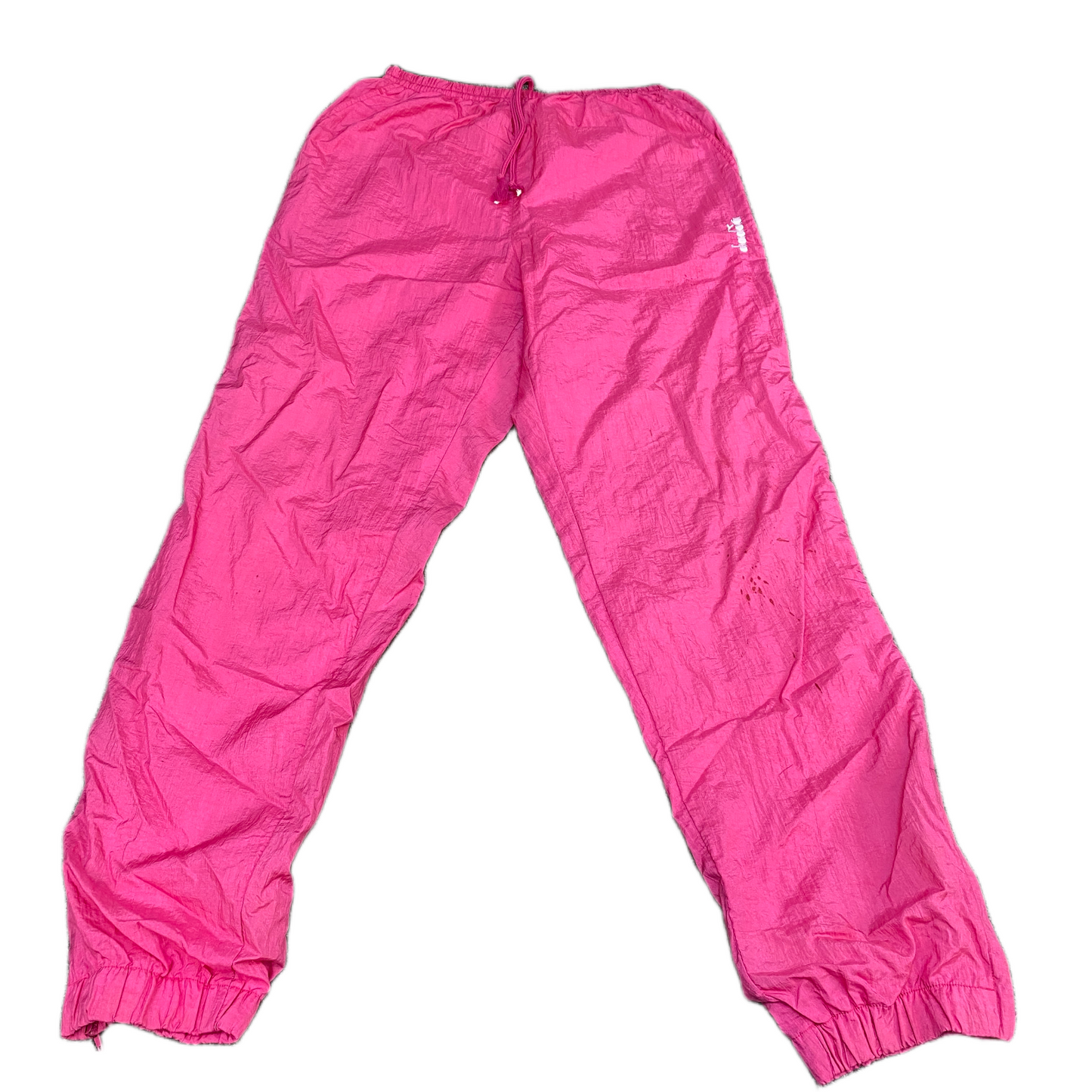 Diadora Track Pants Fits as Womens 27" Waist Pink Stretch Drawstring Trousers