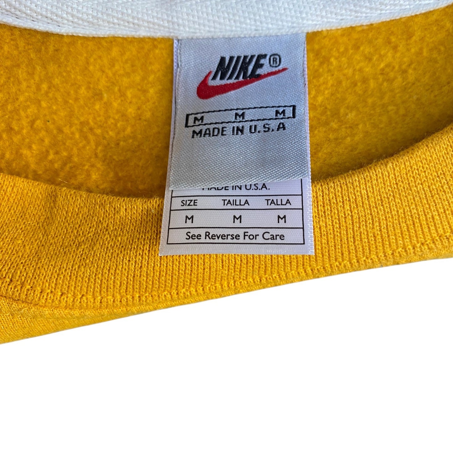 Nike Reworked Sweatshirt Mens M Yellow Black Embroidered Spellout Logo Vtg Y2K