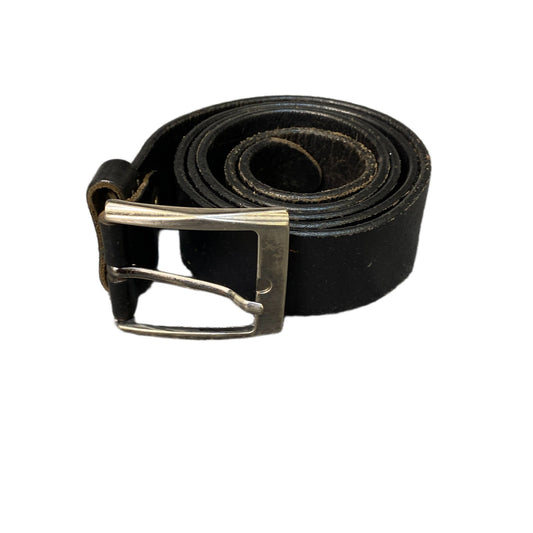 Waist Belt Mens Black Real Leather Adjustable Classic Silver Buckle 48.5 Inches