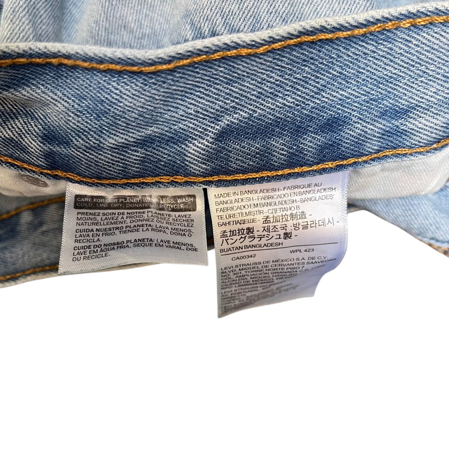 Levi's 511 Jean Shorts Fits as Men XL 37" Waist Blue Denim Light Wash Distressed