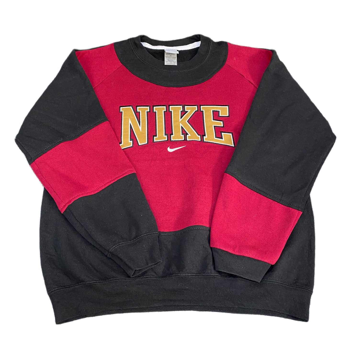 Nike Reworked Sweatshirt Mens M Pink Black Embroidered Spellout Logo Vintage Y2K