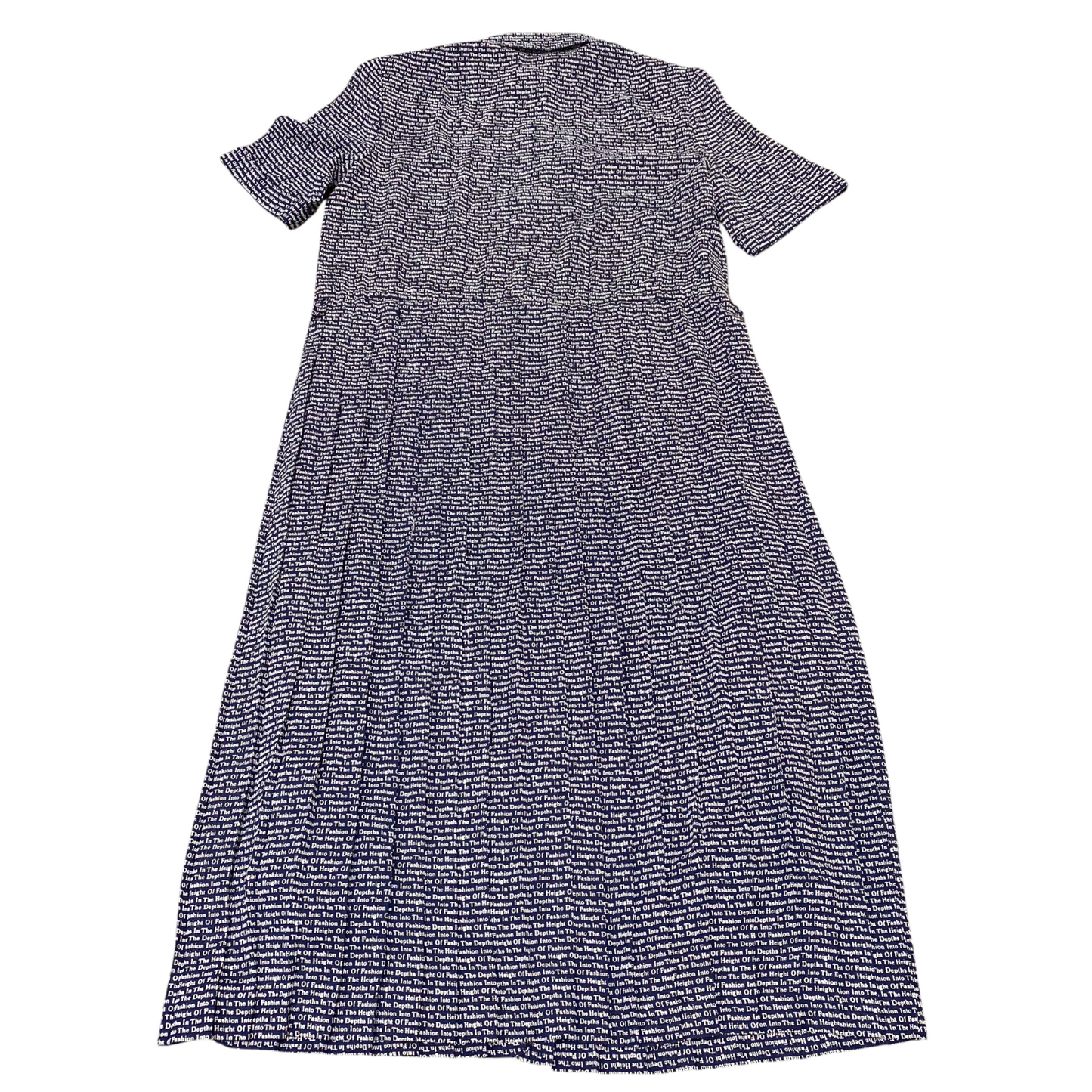 Miss Onward A-Line Dress Womens S Blue Allover Spellout Chest Pockets Collared