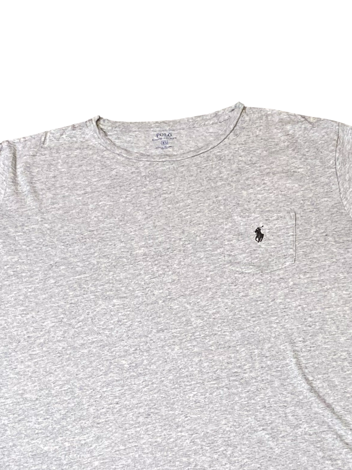 Ralph Lauren Shirt Womens XL Grey Classic Fit Small Black Pony Logo Pocket Tee