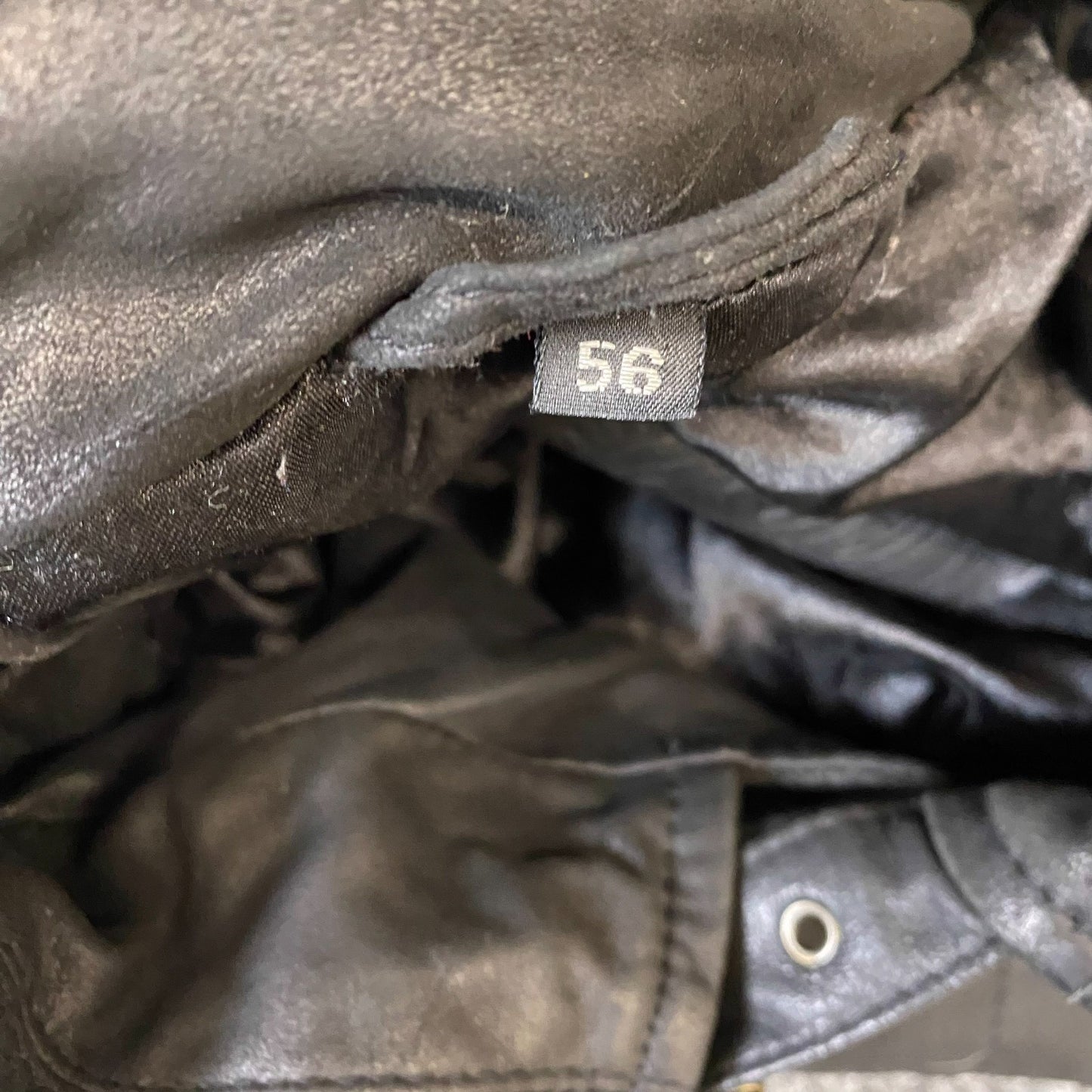 Mens Faux Leather Jacket Large Black Lined Mid Length Long Sleeve Collared