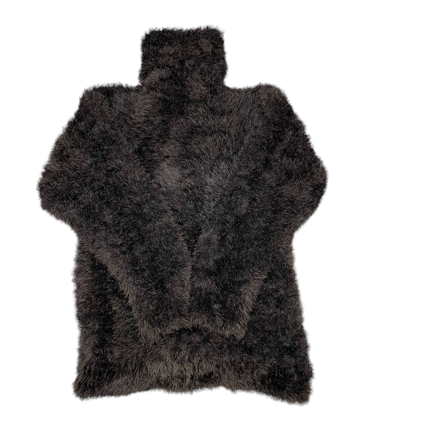 Jumper Womens Small Black Fluffy Warm Winter Turtle Neck Long Sleeve Pullover