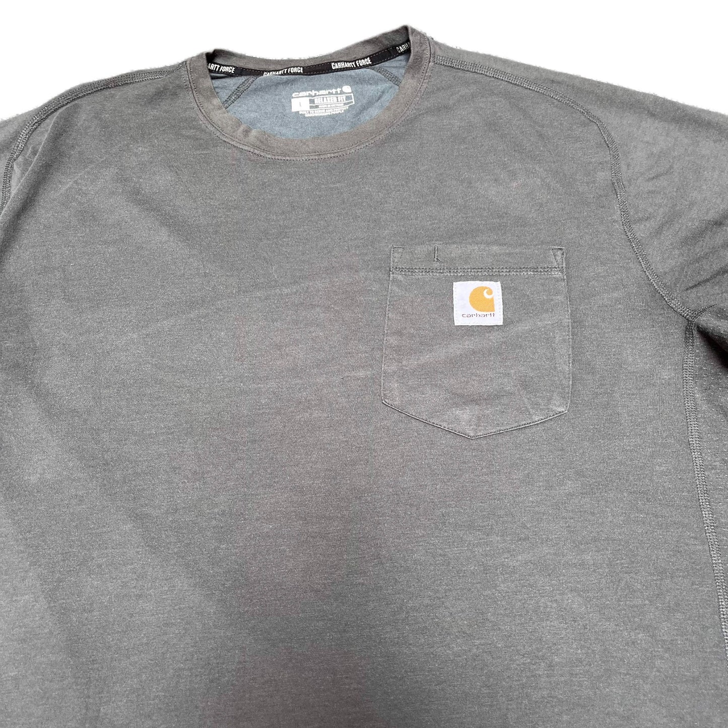 Carhartt Force Pocket T-Shirt Mens L Grey Relaxed Fit Short Sleeve Summer Tee