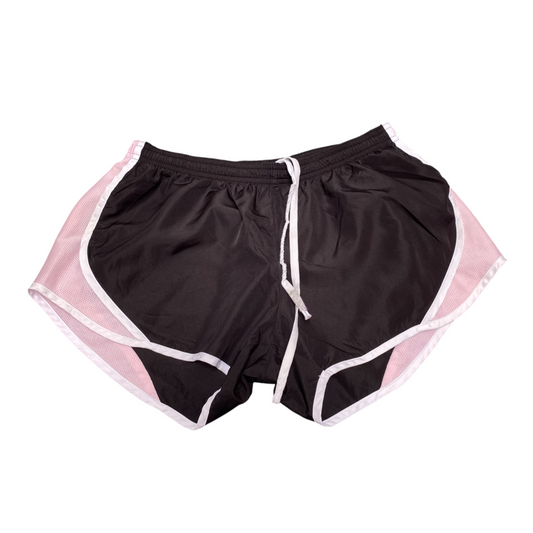 Soffe Sprinter Running Shorts 27W Black Pink Elastic Waist Drawstring Athletic