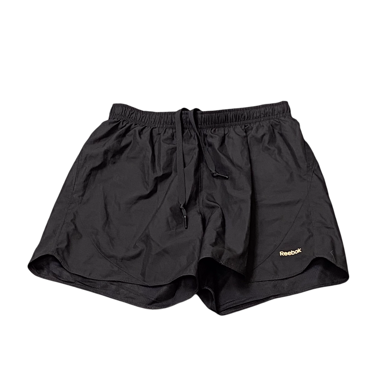 Reebok Shorts Womens 26W Black Spellout Logo Elastic Waist Drawstring Athletic