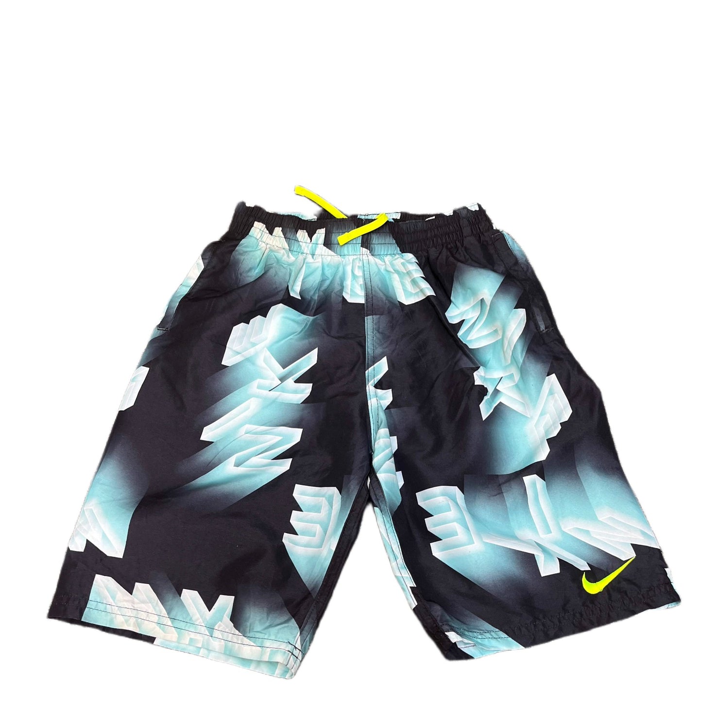 Nike Swim Trunks Board Shorts Fits as Boys XS 24" Waist Black Blue Surf Surfing