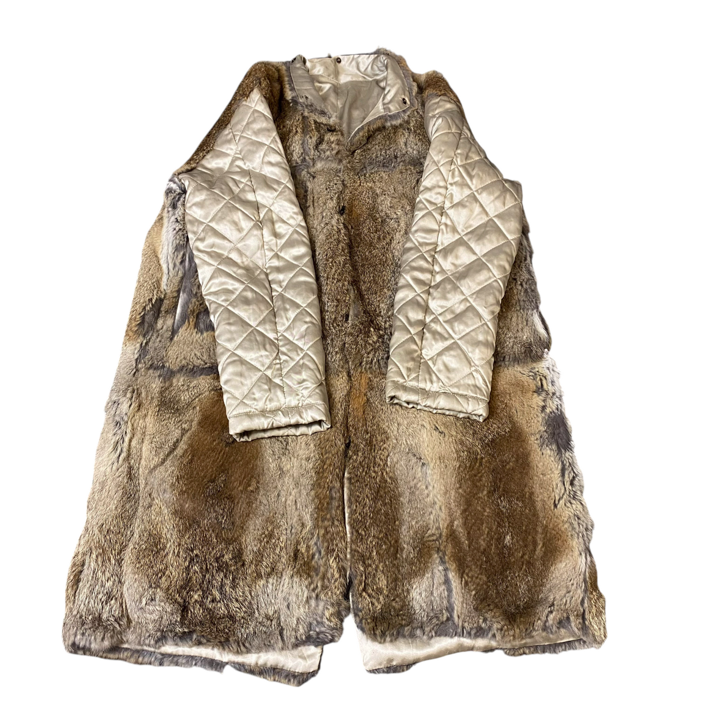 Women Faux Fur Coat Large Brown Fully Lined Cozy Warm Winter Quilted Snap Button