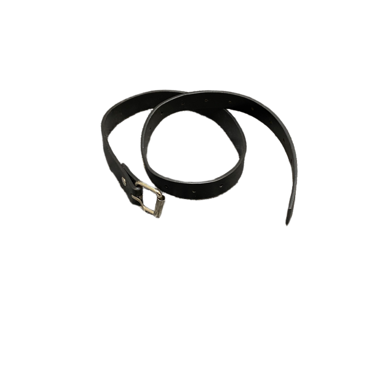 Mens Waist Belt Black Leather Adjustable Stainless Steel Buckle Size 23 inches