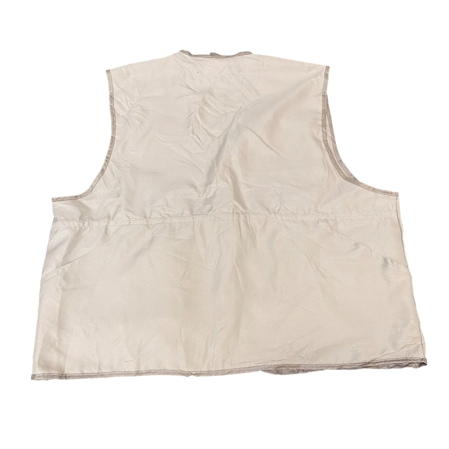 Fishing Vest Mens XXL Cream Mesh Lined Pockets Sleeveless V-Neck Full Zipper