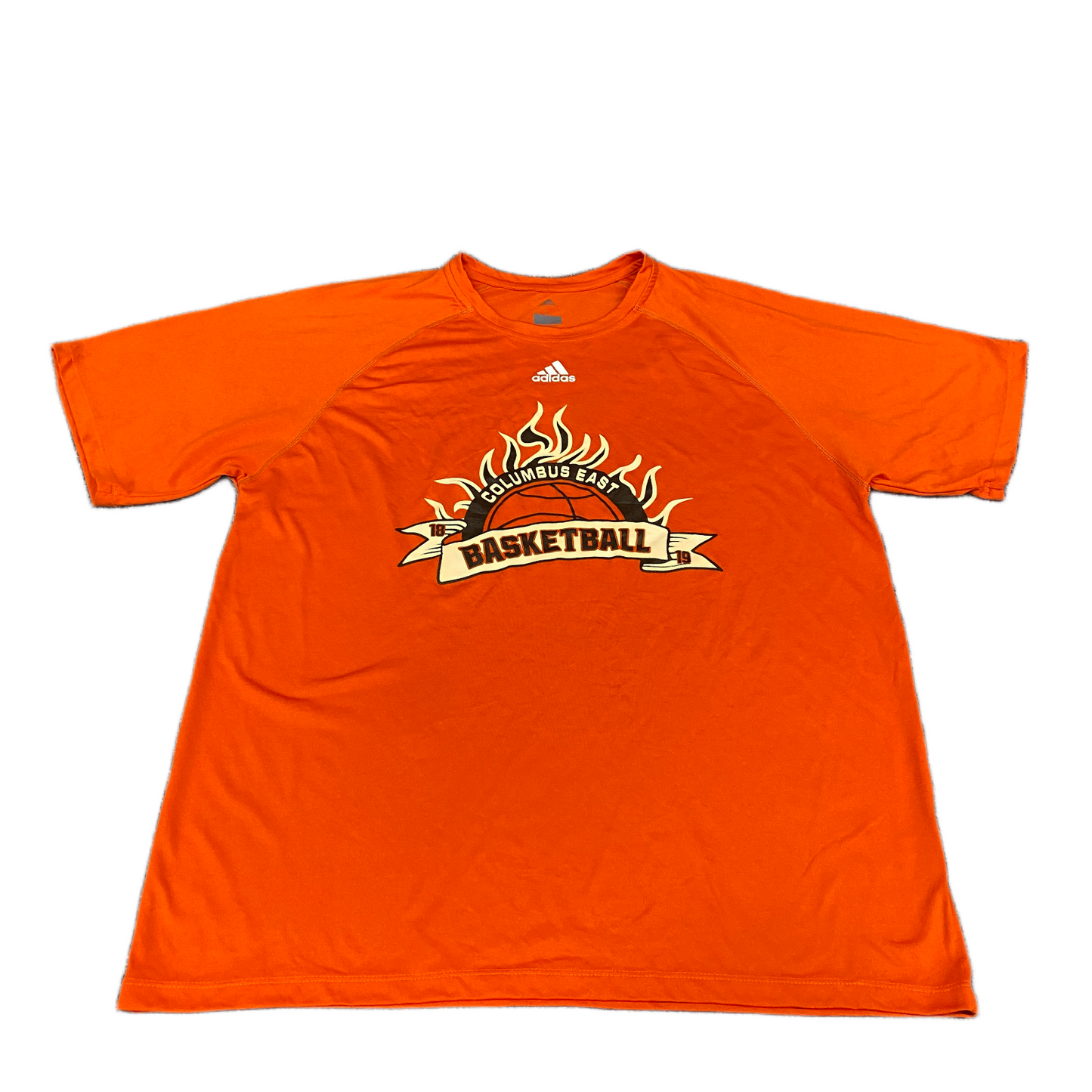 Adidas Climalite Basketball T-Shirt Fits as Men L Orange Short Sleeve Crew Neck