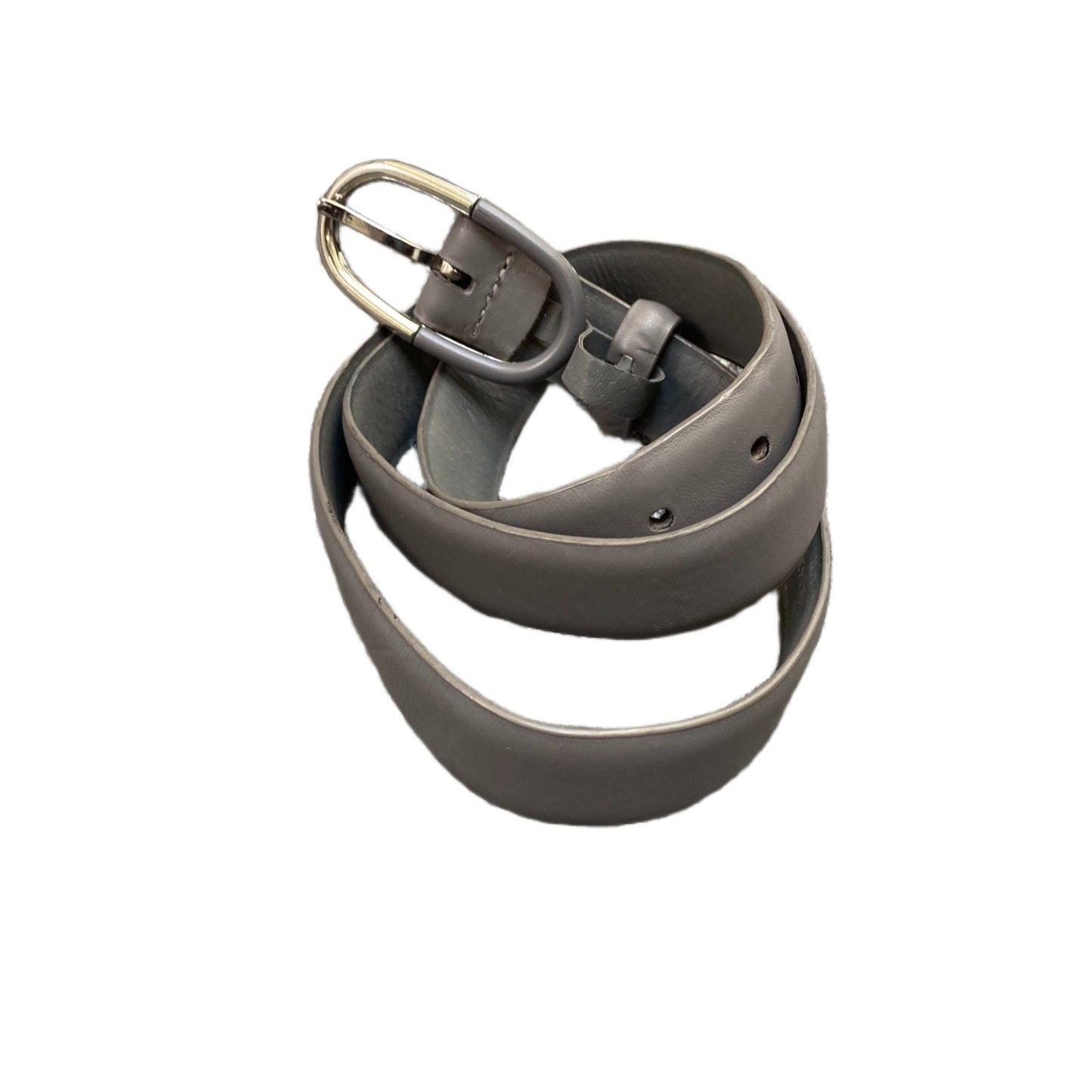 Jeans Fritz Waist Belt Women Grey Leather Adjustable Oval Shape Buckle 40 Inches