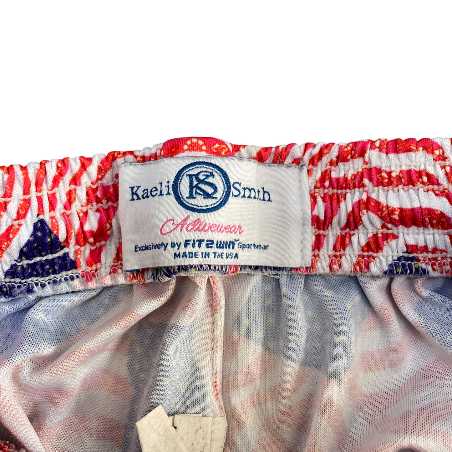 Activewear Shorts Women 21W Multicoloured American Flag Drawstring Elastic Waist