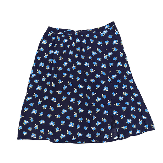 Caroll A-Line Skort Womens M Blue Floral Lined Pleated Midi Outdoor Side Zip